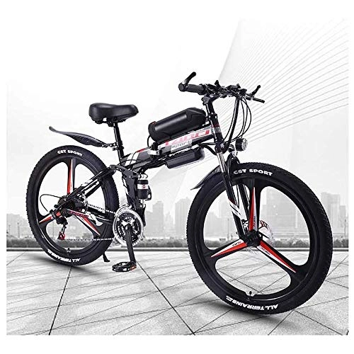 Folding Electric Mountain Bike : LQRYJDZ 26'' Electric Mountain Bike with Removable Large Capacity Lithium-Ion Battery (36V 10AH), Electric Bike 21 / 27 Speed Gear (Color : Red, Size : 27 speed)