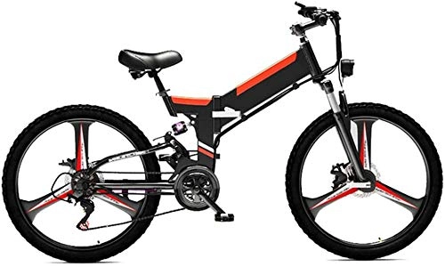 Folding Electric Mountain Bike : LRXG 24-inches Folding Electric Mountain Bike Full Suspension 21 Speed Electric Bicycle 48V 10Ah Lithium-Ion E-Bike Hybrid Bikes Power Supply 350W Motor Aluminum Alloy Adult Bicycle Smart Car