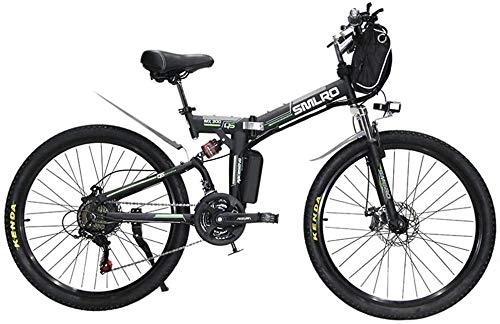 Folding Electric Mountain Bike : LRXG 350W 24 Inch Electric Bicycle Mountain Electric Bikes Beach Snow Bike For Adults, Aluminum Electric Scooter 7 Speed Gear E-Bike With Removable 48V8A Lithium Battery(Color:Black)
