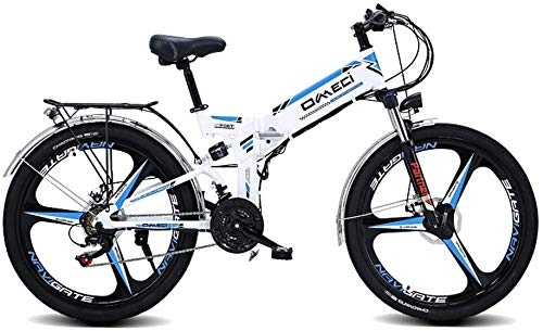 Folding Electric Mountain Bike : LRXG Yd&h 26" Electric Mountain Bike, Adult Electric Bicycle / Commute Ebike with 300W Motor, 48V 10Ah Battery, Professional 21 Speed Transmission Gears (Color:Black)