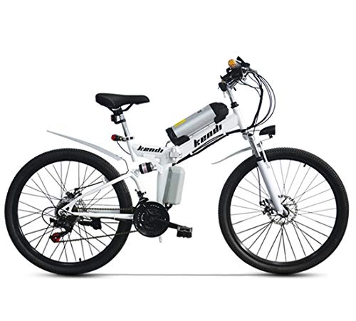 Folding Electric Mountain Bike : Lvbeis Adults Folding Electric Mountain Bike Portable Bicycle Speed Up To 40 KM / h EBike Pedal Assist With Throttle, white