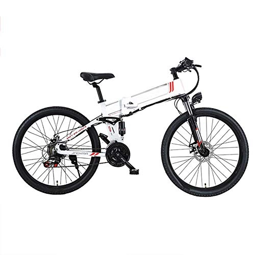 Folding Electric Mountain Bike : LZMXMYS electric bike, 26'' Electric Bike, Folding Electric Mountain Bike with 48V 10Ah Lithium-Ion Battery, 350 Motor Premium Full Suspension And 21 Speed Gears, Lightweight Aluminum Frame