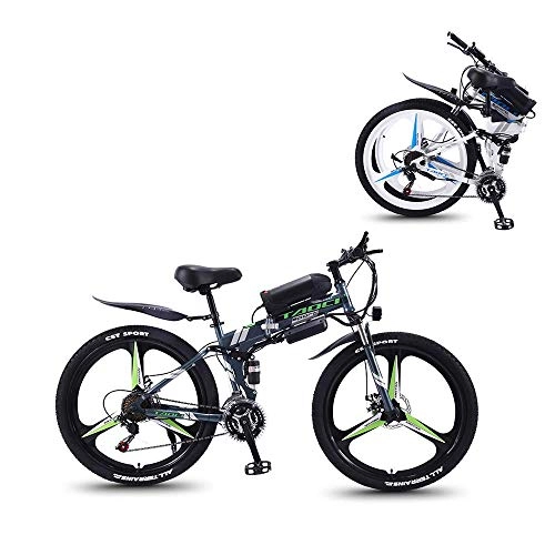 Folding Electric Mountain Bike : LZMXMYS electric bike, 26'' Electric Mountain Bike with Removable Large Capacity Lithium-Ion Battery (36V 350W), Electric Bike 21 Speed Gear And Three Working Modes (Color : Gray, Size : 10AH)