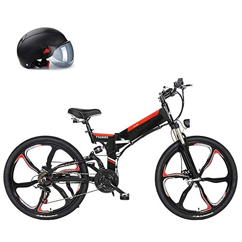 Folding Electric Mountain Bike : LZMXMYS electric bike, Electric Bike 26'' Adults Electric Bicycle / Electric Mountain Bike, 25KM / H Ebike with Removable 10Ah 480WH Battery, Professional 21 Speed Gears (Color : Black)