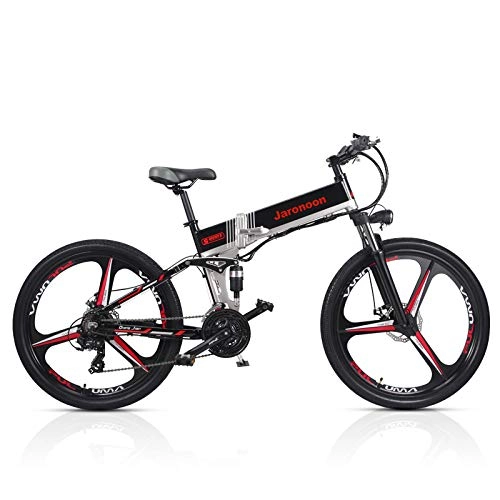 Folding Electric Mountain Bike : M80 21 Speed Folding Bicycle 48V*350W 26 inch Electric Mountain Bike Dual Suspension With LCD Display 5 Pedal Assist (Black-IW, 10.4A)