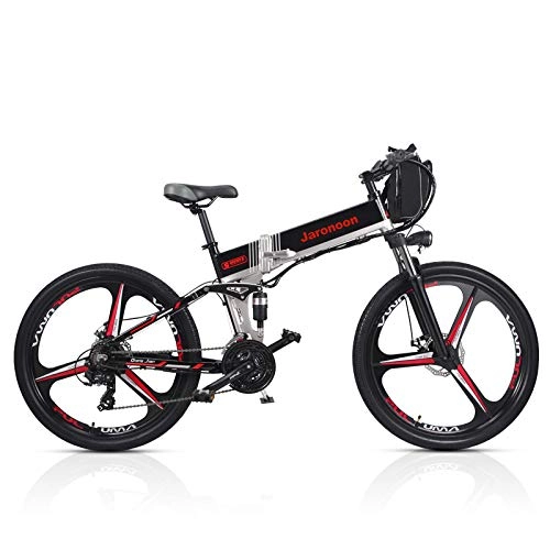 Folding Electric Mountain Bike : M80 21 Speed Folding Bicycle 48V*350W 26 inch Electric Mountain Bike Dual Suspension With LCD Display 5 Pedal Assist (Double Battery Black-IW, 12.8A)