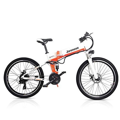 Folding Electric Mountain Bike : M80 21 Speed Folding Bicycle 48V*350W 26 inch Electric Mountain Bike Dual Suspension With LCD Display 5 Pedal Assist (White-SW, 10.4A)