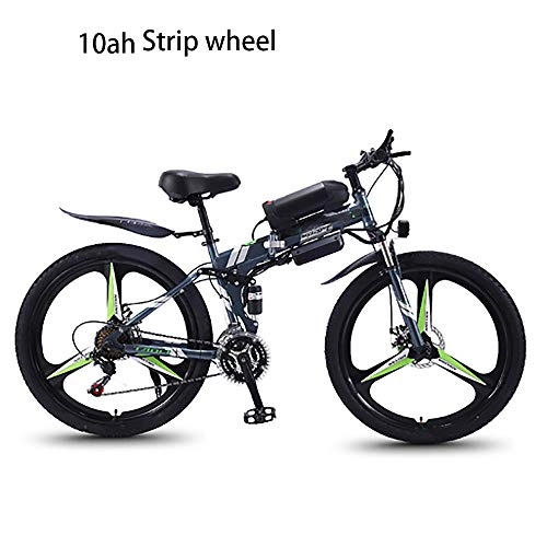 Folding Electric Mountain Bike : Macro Folding Adult Electric Mountain Bike, 350W Snow Bikes, Removable 36V 10AH / 13AH Lithium-Ion Battery for, PremiumFull Suspension 26 Inch Electric Bicycle, 1
