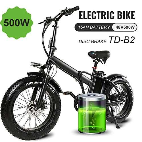 Folding Electric Mountain Bike : martes Electric Folding Bike Fat Tire 20 4" with 48V 500W 15Ah Lithium-ion battery, City Mountain Bicycle Booster 100-120KM,