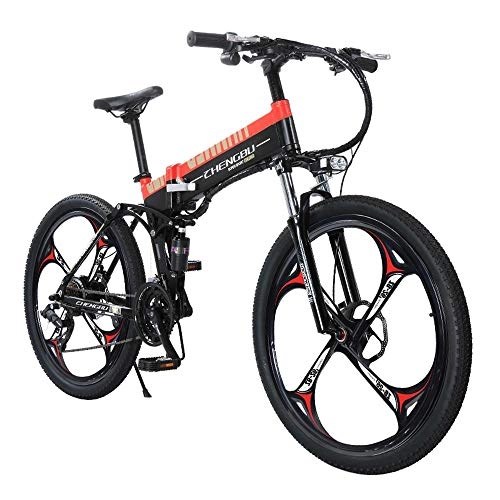 Folding Electric Mountain Bike : MDDCER 26" Electric Mountain Bike Foldable Adult Double Disc Brake And Full Suspension 48V14.5Ah400W MountainBike Bicycle Adjustable Seat Aluminum Alloy Frame Smart LCD Meter 27 Speed