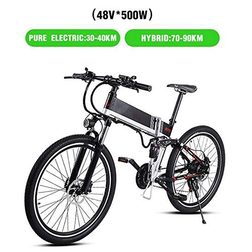 Folding Electric Mountain Bike : MEICHEN New electric bicycle 48V500W assisted mountain bicycle lithium electric bicycle Moped electric bike ebike electric bicycle, Black