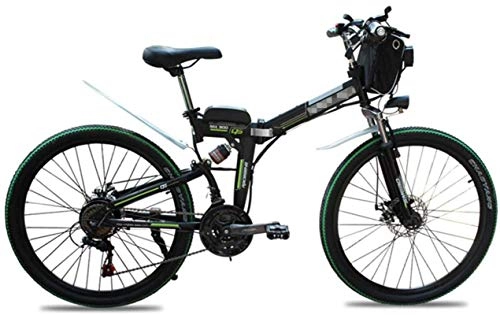 Folding Electric Mountain Bike : min min Bike, Folding Electric Bikes for Adults 26" Mountain E-Bike 21 Speed Lightweight Bicycle, 500W Aluminum Electric Bicycle with Pedal for Unisex And Teens (Color : Green)