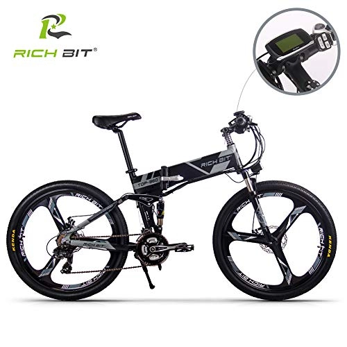 Folding Electric Mountain Bike : Mountain e-Bike RT860 26 inch Cruiser Bicycle 250W 36V Lithium Battery Front and Rear Mud Guards, Electric Commute Bike Smart LCD Screen