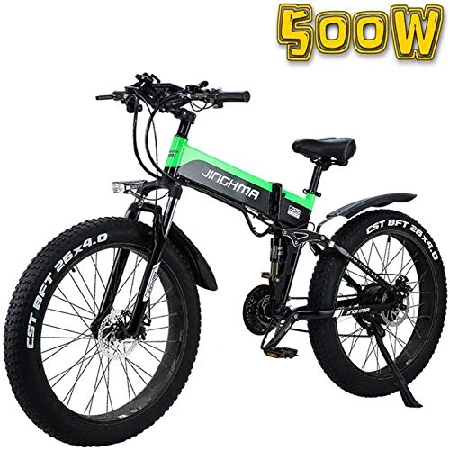 Folding Electric Mountain Bike : MQJ Ebikes Electric Mountain Bike 26-Inch Foldable Fat Tire Electric Bicycle, 48V500W Snow Bike / 4.0 Fat Tire, 13Ah Lithium Battery, Soft Tail Bicycle for Men and Women