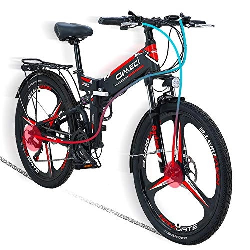 Folding Electric Mountain Bike : MRMRMNR 48V 300W 10AH Mountain Foldable Electric Bicycle 26in Electric Bikes For Adults, GPS Positioning, Large LCD Screen, Adjustable Shock Absorber, 21-speed Variable Moped