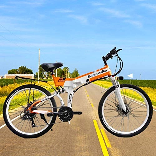 Folding Electric Mountain Bike : MRMRMNR Electric Bikes For Adults Men And Women 48V 350W Portable Intelligent Foldinge Bikes For Men, Pure Electric Endurance 40-60km, Booster Endurance 80km, 150 Kg Load, 35 Km / h