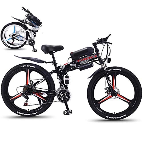 Folding Electric Mountain Bike : MRSDBTL 26'' Electric Bike Foldable Mountain Bicycle for Adults 36V 350W 13AH Removable Lithium-Ion Battery E-Bike Fat Tire Double Disc Brakes LED Light, Black