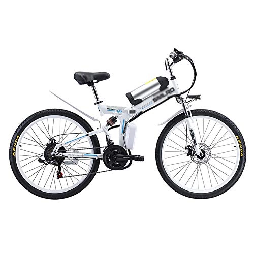 Folding Electric Mountain Bike : MSM Furniture Electric Bike Smart Mountain Bike, Folding Ebikes For Adults, 8ah Lithium-ion Batter 3 Riding Modes, Max Speed 20km Per Hour White 350w 48v 8ah