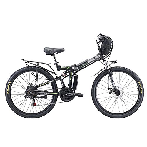 Folding Electric Mountain Bike : MSM Furniture Folding Portable Lithium-ion Batter Ebikes, Electric Bike Mountain Bikes For Adults, 26 Inch Wheel 21 Speed E-Bike Black 500w 48v 10ah