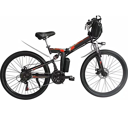 Folding Electric Mountain Bike : Multi-purpose Electric Mountain Bike Portable Folding E-Bike Adults Electric Bike 26 inches Fat Tire 36V 10Ah Hidden Removable Lithium Battery for Mobility Assistance Travel Outdoor ( Color : Red )