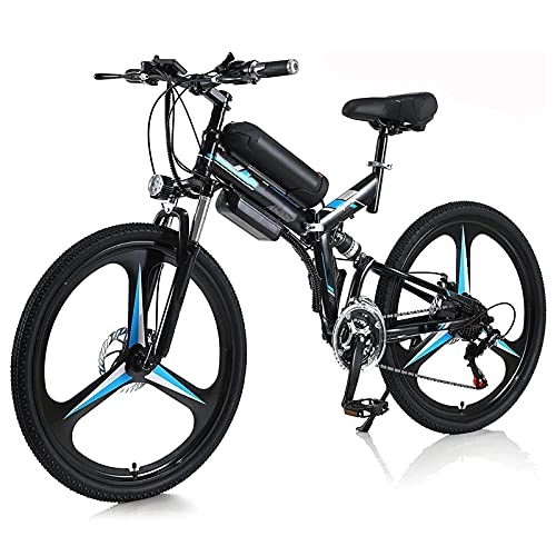 Folding Electric Mountain Bike : Multi-purpose Unisex Adult Electric Bike 350W Folding Bike 36V 10A Lithium-Ion Battery 26" Mountain E-Bike 21-Speed Transmission System 3 Riding Modes for Outdoor Cycling Travel Work Out Black