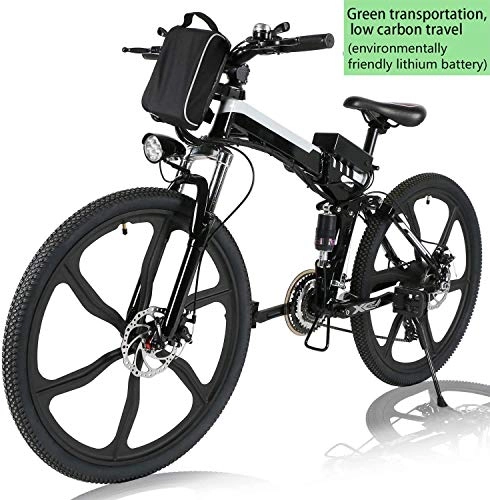 Folding Electric Mountain Bike : NAYY 26 inch Urban Commuter Electric Bike Folding Mountain E-Bike 21 Speed 36V 8A Lithium Battery Electric Bicycle for Adult Teen (Color : Black)