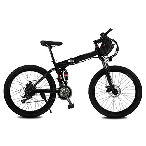 Folding Electric Mountain Bike : NYPB 26 Inch Folding Electric Bike, Foldable E Bikes For Adults with 250W Brushless Motor with LED Headlights and 3 Modes Removable 36V 8 / 10 / 12AH Lithium-Ion Battery, Black, 36V 12AH