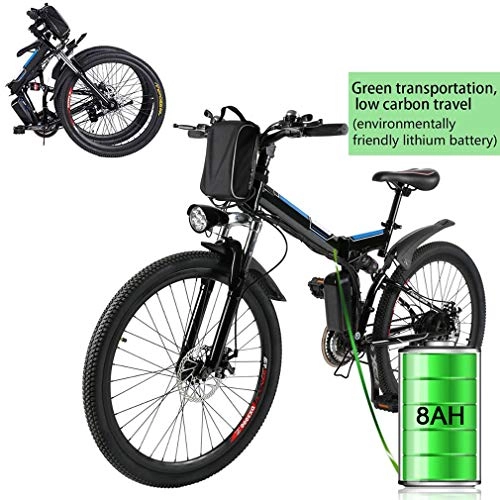 Folding Electric Mountain Bike : NYPB Electric Bike Foldable, Urban Commuter Folding E-bike 250W / 36V 8AH Removable Charging Lithium Battery 7 Speed Gear with Shock Damper for Unisex Fitness City Commuting