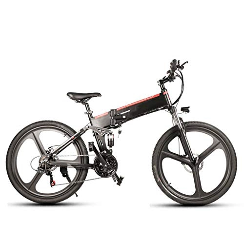 Folding Electric Mountain Bike : NYPB Folding Electric Bike, Front & Rear Disc Brake E Bikes For Adults with 350W Motor 48V 10AH Lithium-Ion Battery LCD Display Seat Adjustable Unisex Bicycle