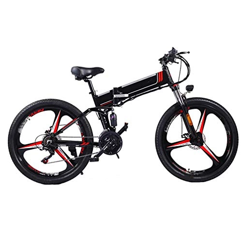Folding Electric Mountain Bike : NYPB Folding Electric Bikes for Adults, E Bikes 350W Motor 48V 8 / 10 / 12.8Ah Rechargeable Lithium Battery, Seat Adjustable 26 inches Pneumatic Tires, Black A, 48V 10Ah