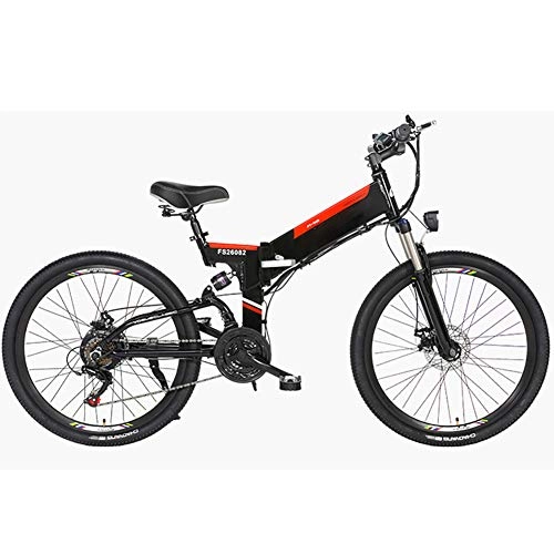 Folding Electric Mountain Bike : Oceanindw Electric Bicycle, Mountain Bike 34 Inch 240W Brushless Motor 48V City E-Bike 21 Speed Lightweight Bicycle for Unisex