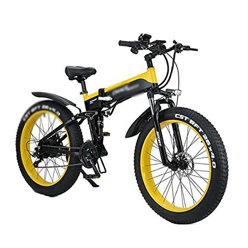 Folding Electric Mountain Bike : OMKMNOE Outdoor Sports Commuter City Racing Bike Mountain, Hydraulic Disc Brake Removable Lithium Battery Charge Gravel Bike Trail Cross, 1