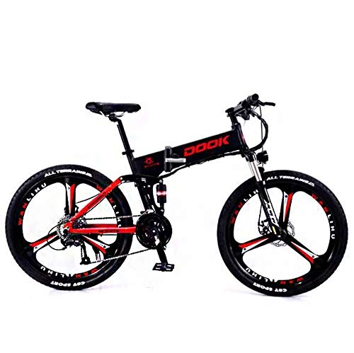Folding Electric Mountain Bike : ONLYU Electric Mountain Bike for Adults, 250W 26 Inch Professional Electric Bicycle with Removable 36V 8Ah Lithium-Ion Battery 27 Speeds Shift 5 Levels Adjustable, Red