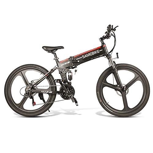 Folding Electric Mountain Bike : ONLYU Folding Electric Bicycle, 26Inch Adult Mountain Bike 48V10ah Lithium Battery Aluminum Alloy Seat Post LCD Meter USB Charging Port Max Speed 35KM / H