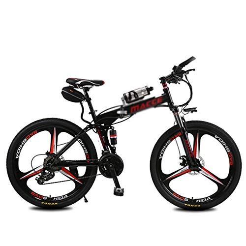 Folding Electric Mountain Bike : ONLYU Folding Electric Bikes for Adults, 26Inch Electric Mountain Bike with 48V8ah Removable Lithium-Ion Battery City E-Bike, 350W Motor 21 Speed Shift Max Speed 40Km / H, Black