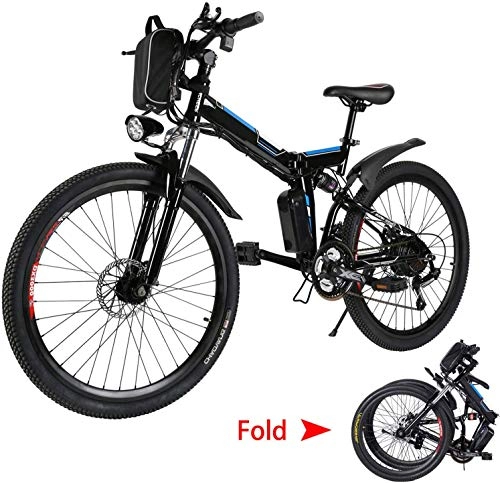 Folding Electric Mountain Bike : Oppikle electric bike mountain bike 26 inch e-bike 36V, 250W Das-Kit rear motor, electric bikes with 21-speed gear hub