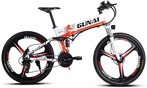 Folding Electric Mountain Bike : Oulida Electric bicycle, 350W electric mountain bike, with the rear seat, the movable 48V lithium battery with three operating modes LCD display adult bike woo (Color : -, Size : -)