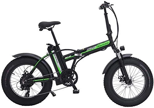 Folding Electric Mountain Bike : Oulida Electric bicycle, Electric bicycle 20 inches of snow, fat 4.0 tire, 48V 15Ah power lithium battery, power-assisted bicycle, mountain bike woo (Color : Black, Size : 15Ah)