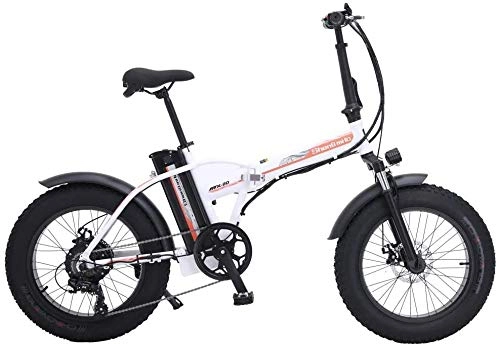 Folding Electric Mountain Bike : Oulida Electric bicycle, Electric bicycle 20 inches of snow, fat 4.0 tire, 48V 15Ah power lithium battery, power-assisted bicycle, mountain bike woo (Color : White, Size : 15Ah+1 Spare Battery)
