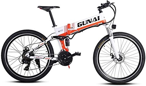 Folding Electric Mountain Bike : Oulida Electric bicycle, Electric bicycles, 48V 500W mountain bike 21 speed 26 inches, with removable new energy lithium battery woo (Color : 500W-WHITE, Size : -)
