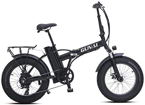Folding Electric Mountain Bike : Oulida Electric bicycle, Electric snow bike 500W 20 inch folding mountain bike, with a disc brake and a lithium battery 48V 15AH woo (Color : Black, Size : -)