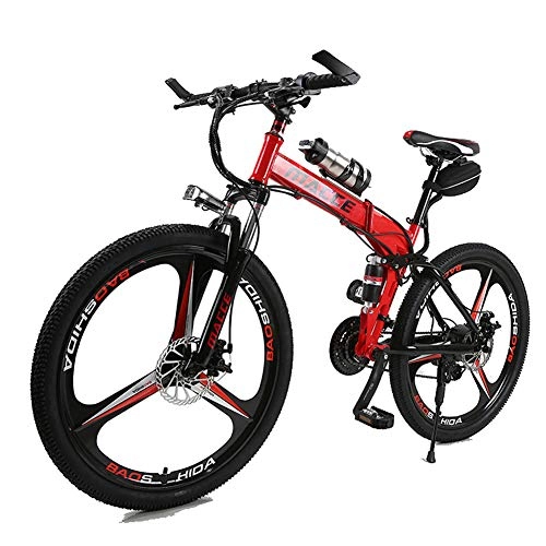 Folding Electric Mountain Bike : OUTFE Electric Bike Folding Electric Mountain Cycling Bicycle for Adults, 250W 26'' Electric Bicycle with 36V 6.8AH Lithium-Ion Battery, 21 Speed Shifte, Red