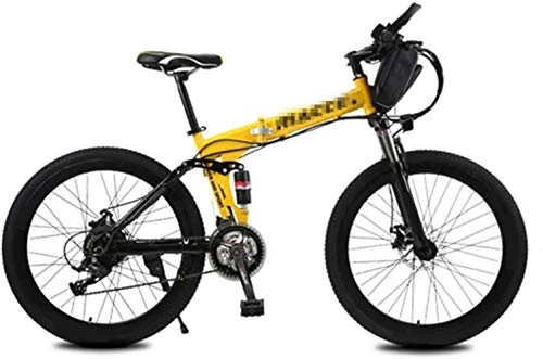 Folding Electric Mountain Bike : Painting 250W 26'' Electric Bicycle With Removable 36V 12 AH Lithium-Ion Battery BXM bike (Color : Yellow)