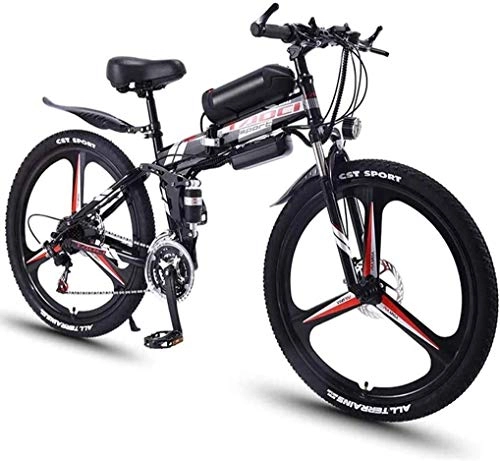 Folding Electric Mountain Bike : PARTAS Sightseeing / Commuting Tool - 26''Folding Electric Mountain Bike Adult, MTB With Dual Disc Brakes, Bicycle Removable Large Capacity Lithium-Ion Battery (36V 350W) (Color : Black 10AH)