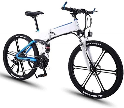 Folding Electric Mountain Bike : PARTAS Sightseeing / Commuting Tool - Electric Mountain Bike, 26 Inch Aluminum Alloy Foldable Bike350w 36V / 8Ah Lithium Battery Electric Bicycle 27 Speed Power Bike (Color : White)