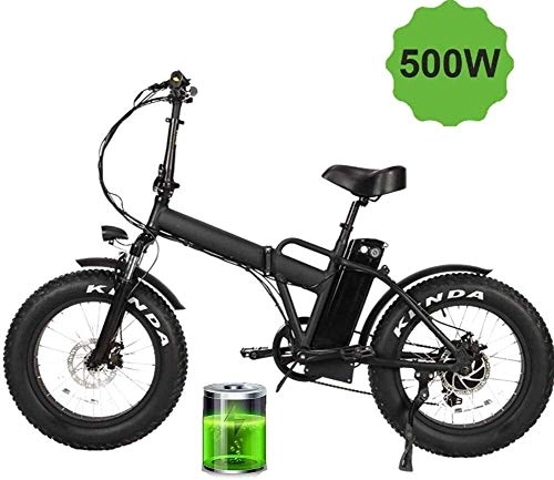 Folding Electric Mountain Bike : PARTAS Sightseeing / Commuting Tool - Electric Snow Bike 500W 20 Inch Folding Mountain Bike Fat Tire 20 4" With 48V 11AH Lithium Battery And Disc Brake