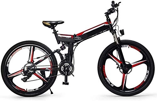 Folding Electric Mountain Bike : PARTAS Sightseeing / Commuting Tool - Folding E-Bike, 26 Inch Electric Mountain Bike, With Super Magnesium Alloy 3 Spokes Integrated Wheel, Premium Full Suspension And Shimano 24 Speed Gear