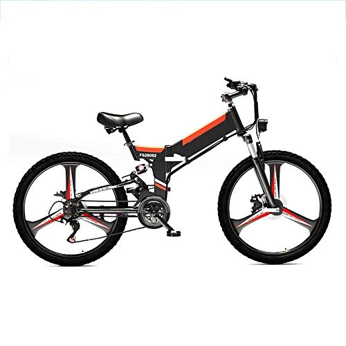 Folding Electric Mountain Bike : Pc-Glq 24" Electric Bike, Folding Electric Mountain Bike with Super Lightweight Aluminum Alloy, Electric Bicycle, Premium Full Suspension And 21 Speed Gears, 350 Motor, Lithium Battery 48V, 12.8AH