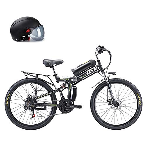Folding Electric Mountain Bike : Pc-Glq 26" Power-Assisted Bicycle Folding, Removable Lithium Battery 48V 8AH, 350W Motor Straddling Easy Compact, Folding Mountain Electric Bike, Black