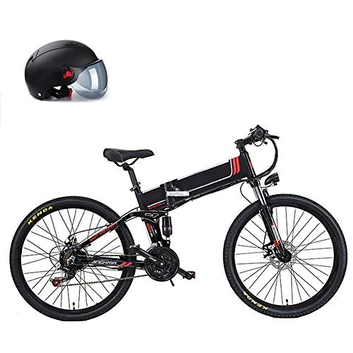 Folding Electric Mountain Bike : Pc-Glq 350W Electric Mountain Bike, with Removable 48V 8AH / 10AH Lithium-Ion Battery E-Bike 26" Electric Bicycle for Adults 21 Speed Gears, Black, 10AH